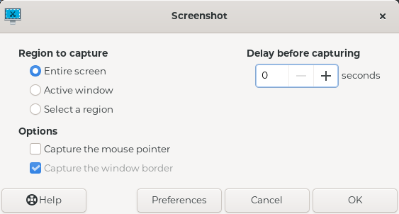 image of the default XFCE screenshot tool